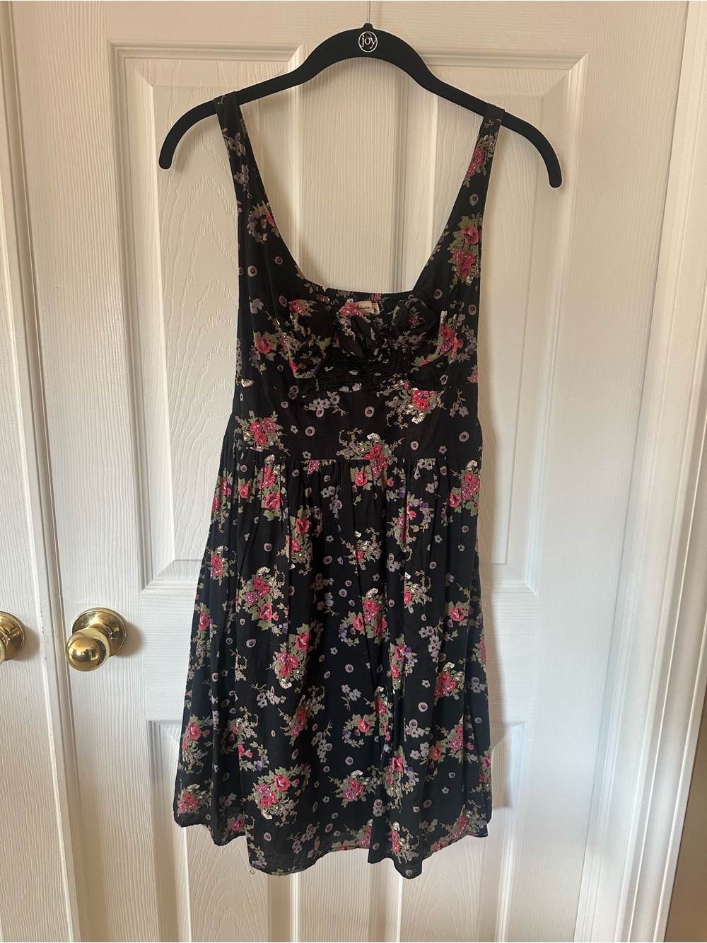 Women’s Floral Black Sleeveless Sundress Size Medium
